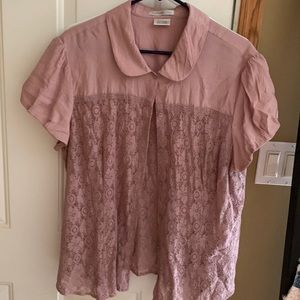 VanHeusen Studio collar blouse with lace 2Xl